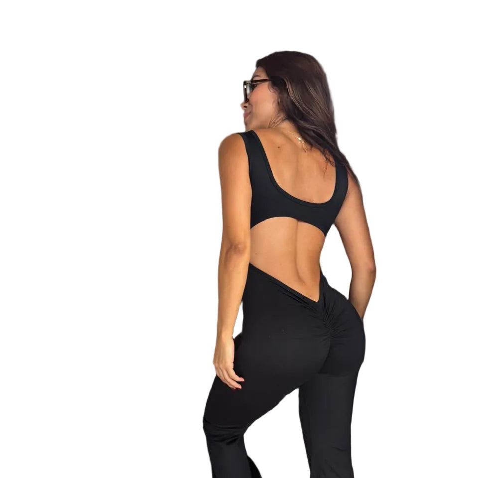 Enterizo negro bota ancha Miel 0010